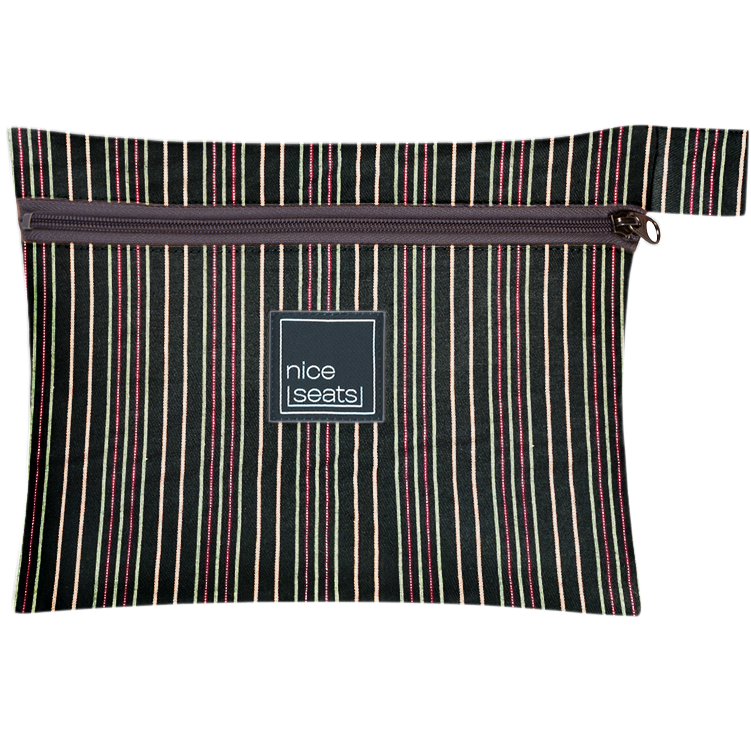 Pinstripes pink, metallic silver &amp; black Seat Covers Bag
