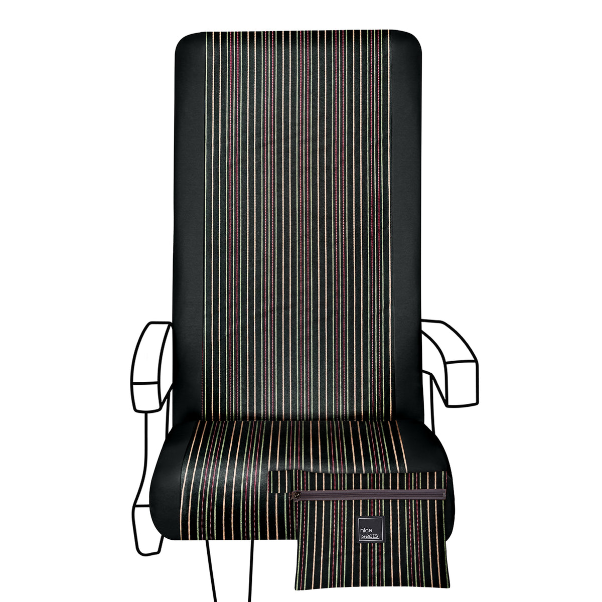 NiceSeats Pinstripes pink, metallic silver &amp; black Seat Covers