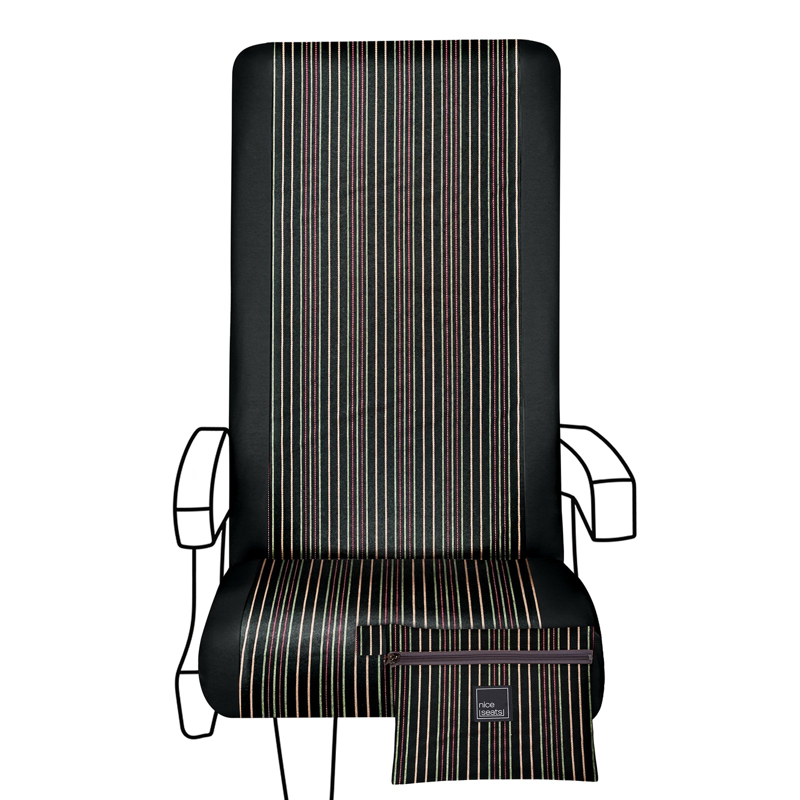 NiceSeats Pinstripes pink, metallic silver & black Seat Covers